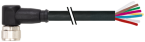 Konektor M8 z wolnym końcem przewodów, żeński, kątowy 