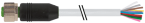 Konektor M12 żeński, prosty z wolnym końcem przewodów 