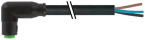 Konektor M8 żeński, snap-in, kątowy z wolnym końcem przewodów 