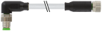 Konektor M8 męski, kątowy - M8 żeński, prosty 