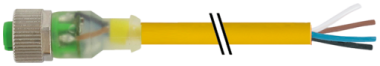 Konektor M12 męski, prosty z LED z wolnym końcem przewodów  7000-12291-0241000