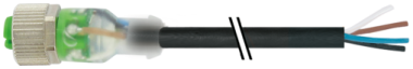 Konektor M12 żeński, prosty z LED z wolnym końcem przewodów  7000-12291-6140500