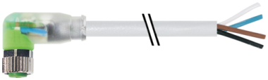 Konektor M8 żeński, kątowy z LED z wolnym końcem przewodów  7000-08141-2310500