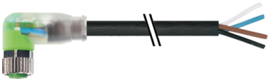 Konektor M8 męski, kątowe z LED, z wolnym końcem przewodów  7000-08141-6210500