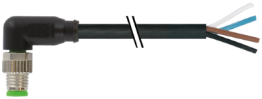 Konektor M8 męski, kątowy z wolnym końcem przewodów  7000-08031-6110300