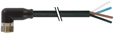 Konektor M8 żeński, kątowy z wolnym końcem przewodów  7000-08101-6310300