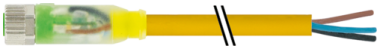 Konektor M8 żeński prosty z LED z wolnym końcem przewodów  7000-08111-0100300