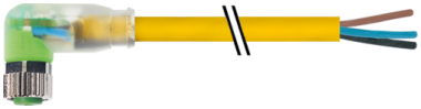 Konektor M8, żeński, kątowy z LED, z wolnym końcem przewodów  7000-08125-0500500