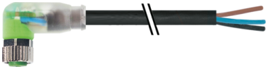 Konektor M8 żeński, kątowy z LED, z wolnym końcem przewodów  7000-08121-6300500