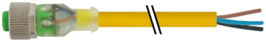 Konektor M12 żeński, prosty, z LED z wolnym końcem przewodów  7000-12261-0331000