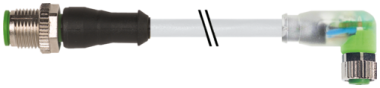 Konektor M12 męski, prosty - M8 żeński, kątowy z LED  7000-40641-2300200