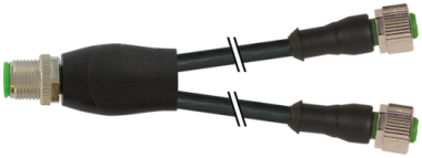 Konektor-trójnik M12 męski - 2xM12 żeński, prosty  7000-40701-6130300