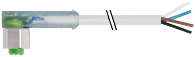 Konektor M12 żeński, kątowy z LED, z wolnym końcem przewodów  7014-12421-2141000
