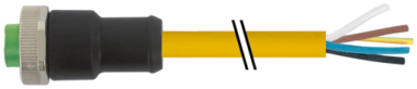 Konektor Mini 7/8" żeński, prosty z wolnym końcem przewodów PVC,  7700-A5021-UBD0500