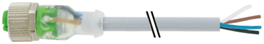 Konektor M12 męski, prosty z LED, z wolnym końcem przewodów  7000-12281-2230150
