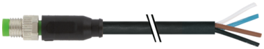 Konektor M8 męski, prosty z wolnym końcem przewodów  7000-08011-6110100
