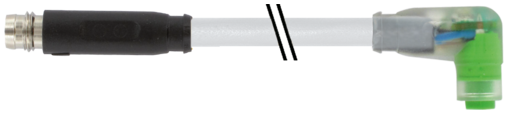 M8 male straight / M8 female 90° snap-in with LED 