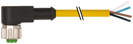 Konektor M12 żeński, kątowy z wolnym końcem przewodów 