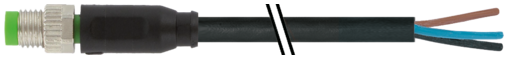 Konektor M8 męski, prosty z wolnym końcem przewodów 