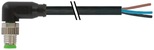 Konektor M8 męski, kątowy z wolnym końcem przewodów 