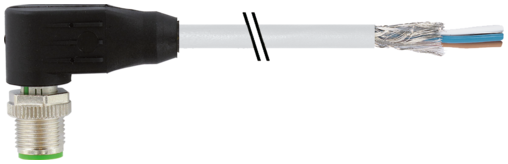 Konektor M12 męski, kątowy z wolnym końcem przewodów 