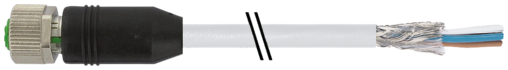 Konektor M12 żeński 0° z ekranowane z wolnym końcem przewodów 