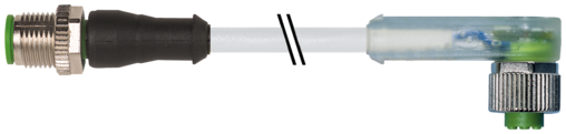 Konektor M12 męski, prosty - M12 żeński, kątowy z LED 