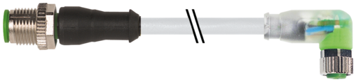 Konektor M12 męski, prosty - M8 żeński, kątowy z LED 