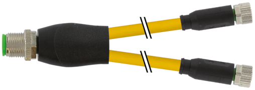 Konektor-trójnik M12 męski - 2xM8 żeński, prosty 