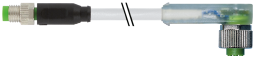 Konektor M8 męski, prosty - M12 męski, kątowe z LED 