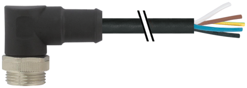 Mini (7/8) 5 pole, Male (Ext.) 90° w/ Cable, 